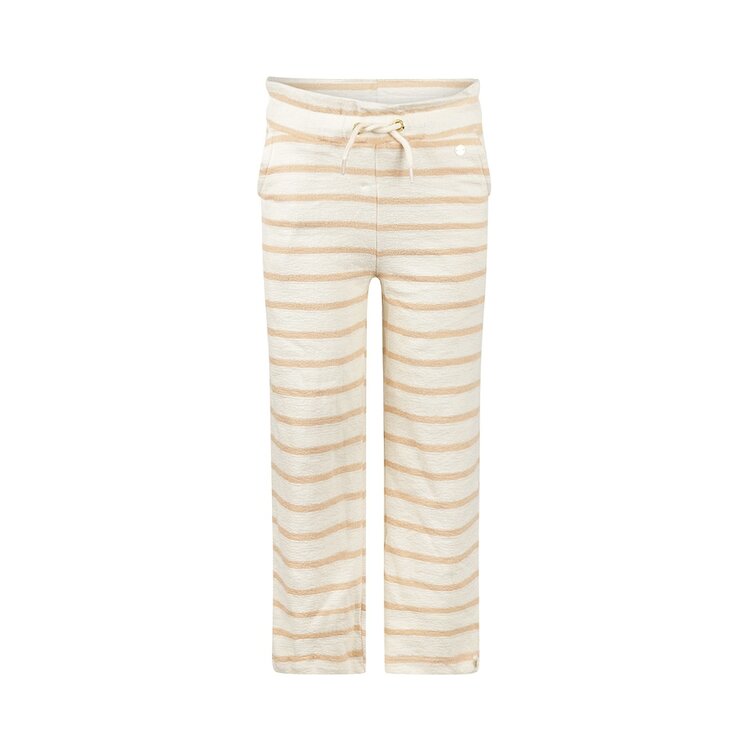Koko Noko meisjes wide leg broek zand gestreept katoen | N58910-37