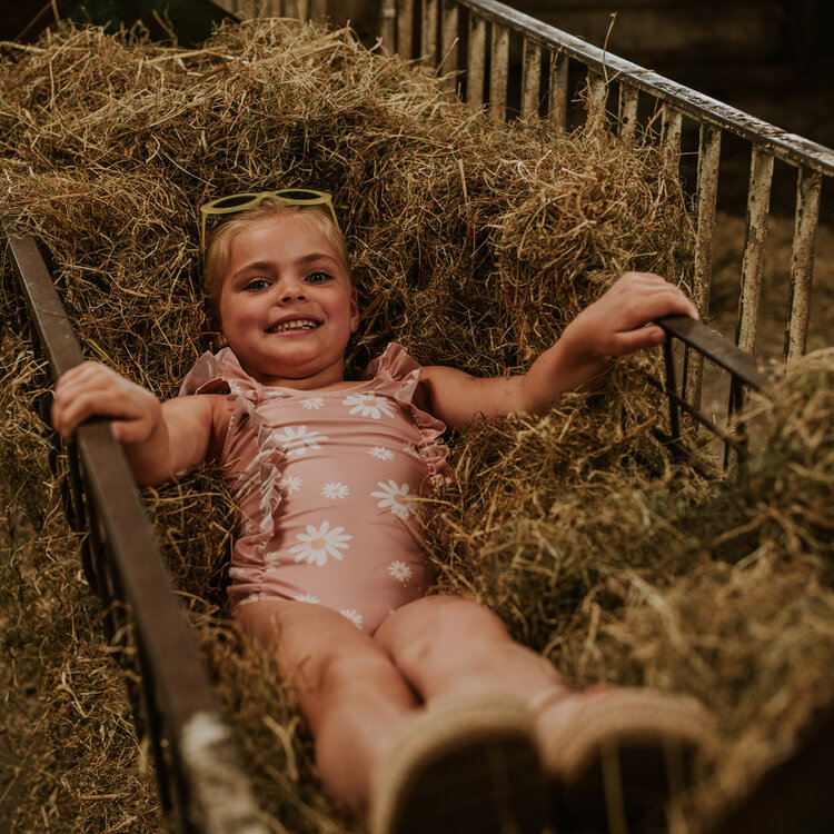 Koko Noko meisjes badpak zachtroze bloem | N58915-37