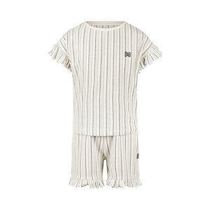 Koko Noko meisjes co-ord set off white paars katoen