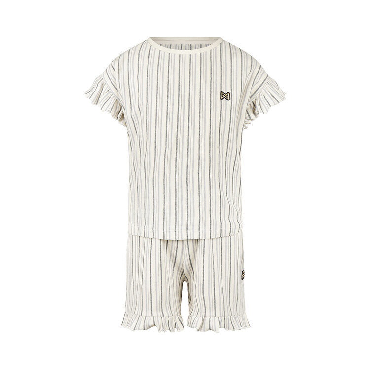 Koko Noko meisjes co-ord set off white paars katoen | N58928-37