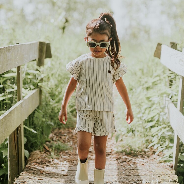 Koko Noko girls' co-ord set off white purple cotton | N58928-37