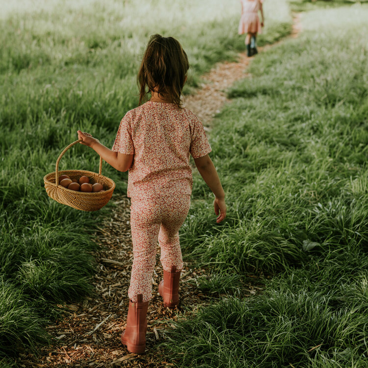 Koko Noko girls' flared leggings soft orange flowers | N58930-37