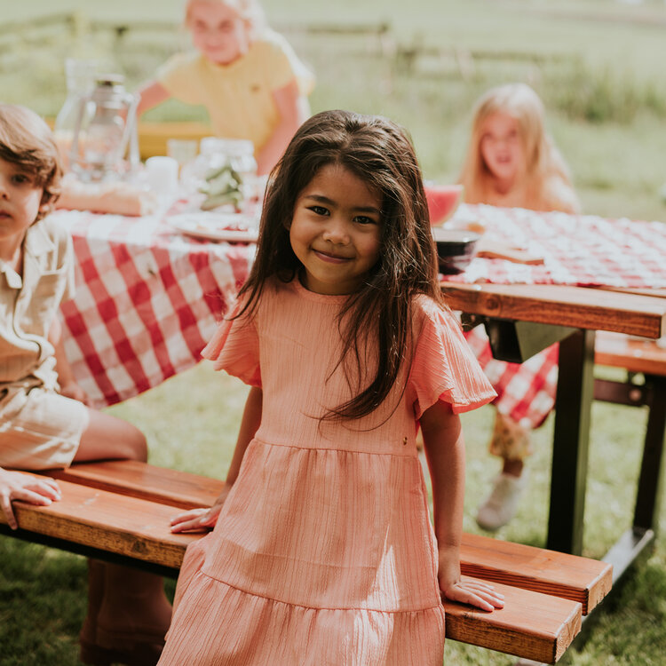 Koko Noko meisjes jurk zachtroranje | N58937-37