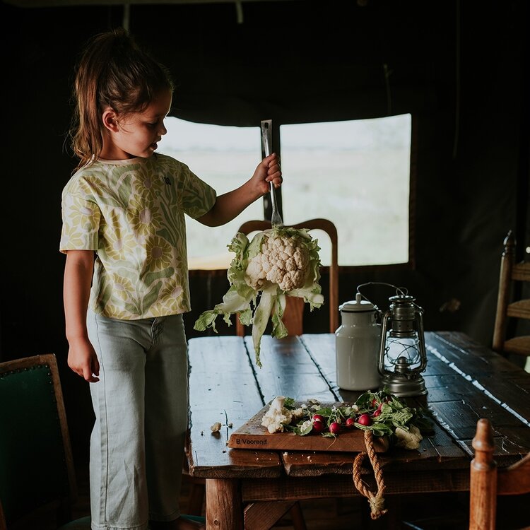 Koko Noko meisjes T-shirt loose fit geel bloem | N58941-37