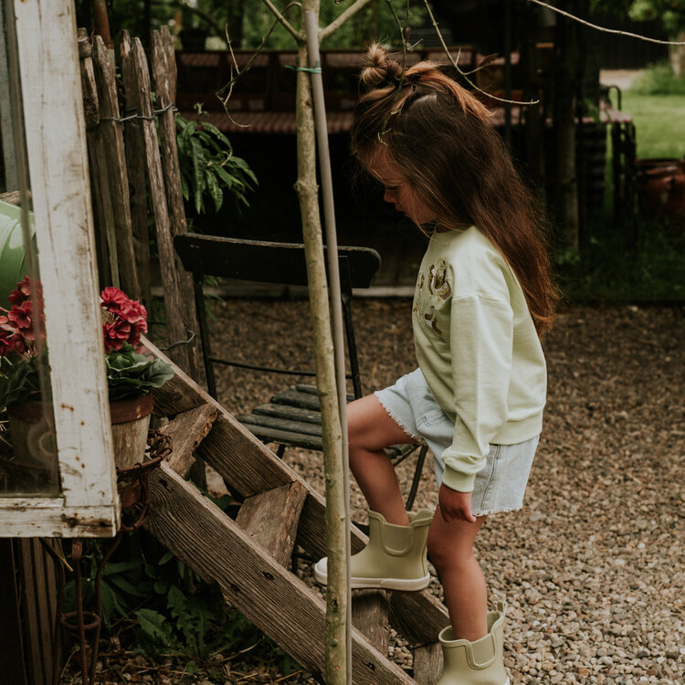 Koko Noko meisjes sweater zachtgroen geborduurde bloem | N58943-37