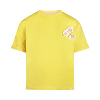 Koko Noko Mädchen T-Shirt, locker geschnitten, gelb, Häkelblume