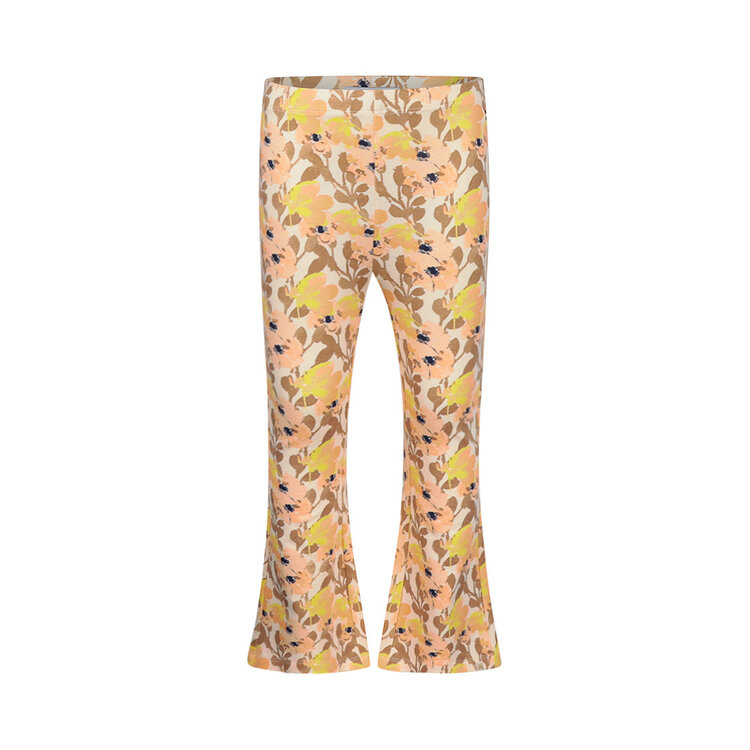 Koko Noko girls' flared leggings peach pink yellow flower | N58968-37