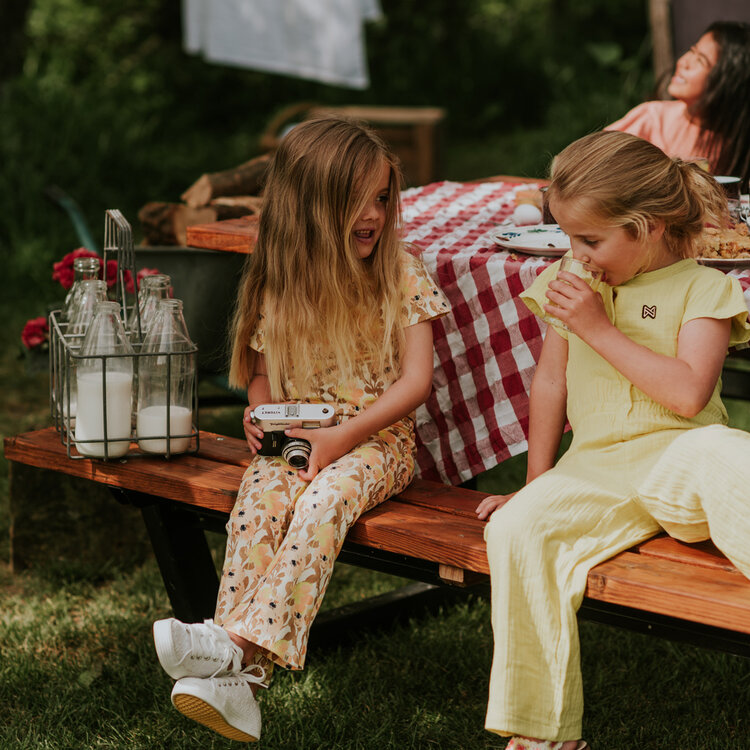 Koko Noko Mädchen-Leggings mit ausgestelltem Bein, pfirsichrosa, gelbe Blume | N58968-37