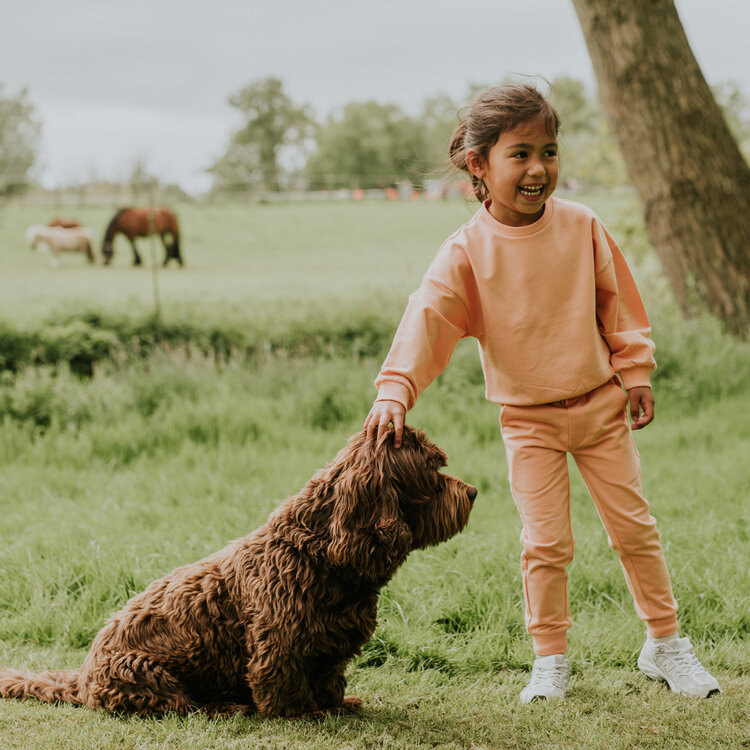 Koko Noko meisjes co-ord set perzikroze sweater joggingbroek | N58973-37
