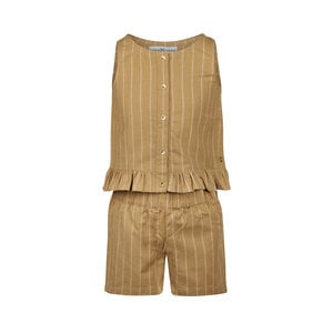 Koko Noko meisjes co-ord set lichtbruin gestreept top short