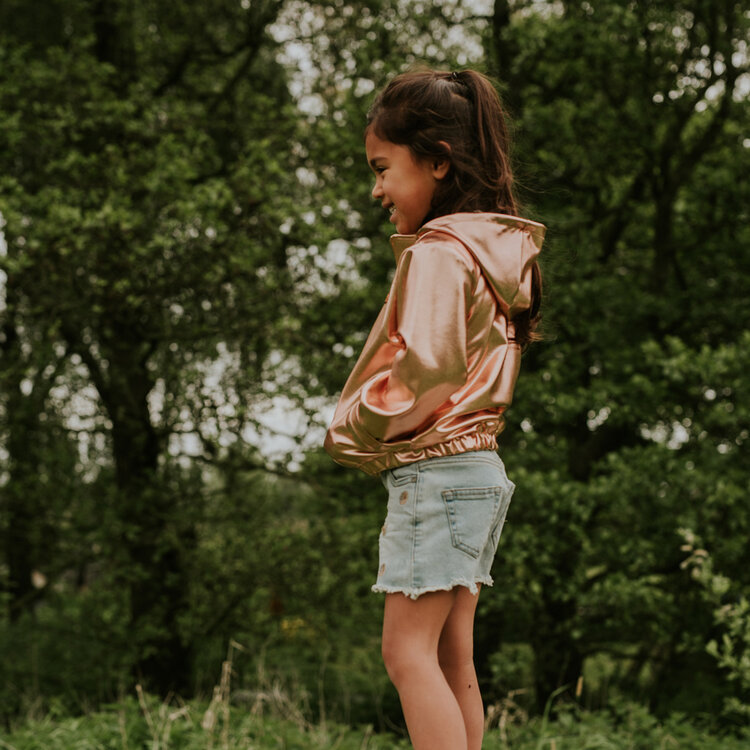 Koko Noko meisjes zomerjas rosé metallic capuchon | N58976-37