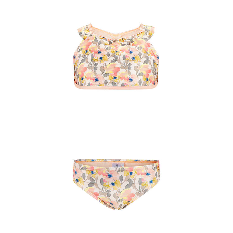 Koko Noko girls' bikini peach pink yellow flower | N58977-37