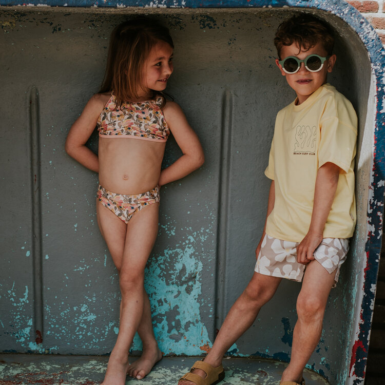 Koko Noko meisjes bikini perzikroze geel bloem | N58977-37