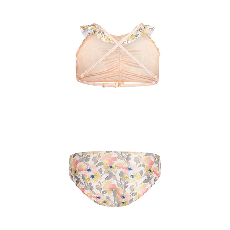 Koko Noko meisjes bikini perzikroze geel bloem | N58977-37