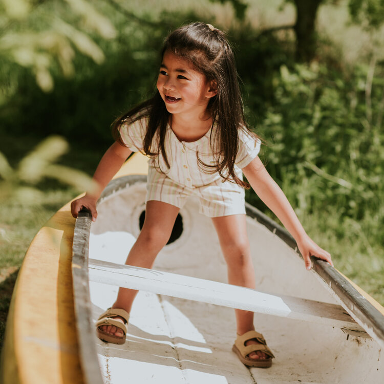 Koko Noko Mädchen-Jumpsuit, cremefarben gestreift | N58980-37