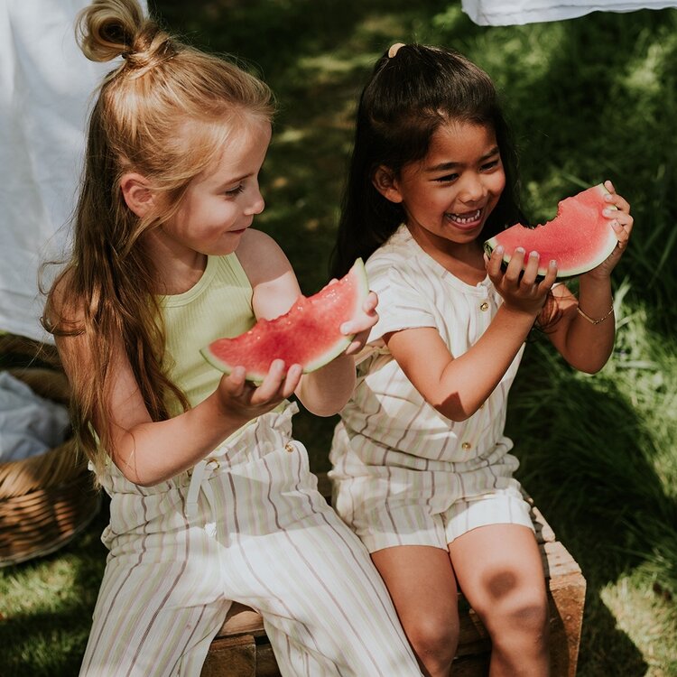 Koko Noko meisjes wide leg broek off white gestreept | N58988-37