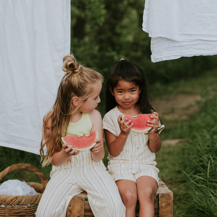 Koko Noko girls' wide leg trousers, off-white striped | N58988-37