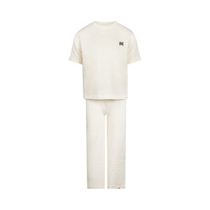 Koko Noko girls' co-ord set off-white shirt trousers cotton