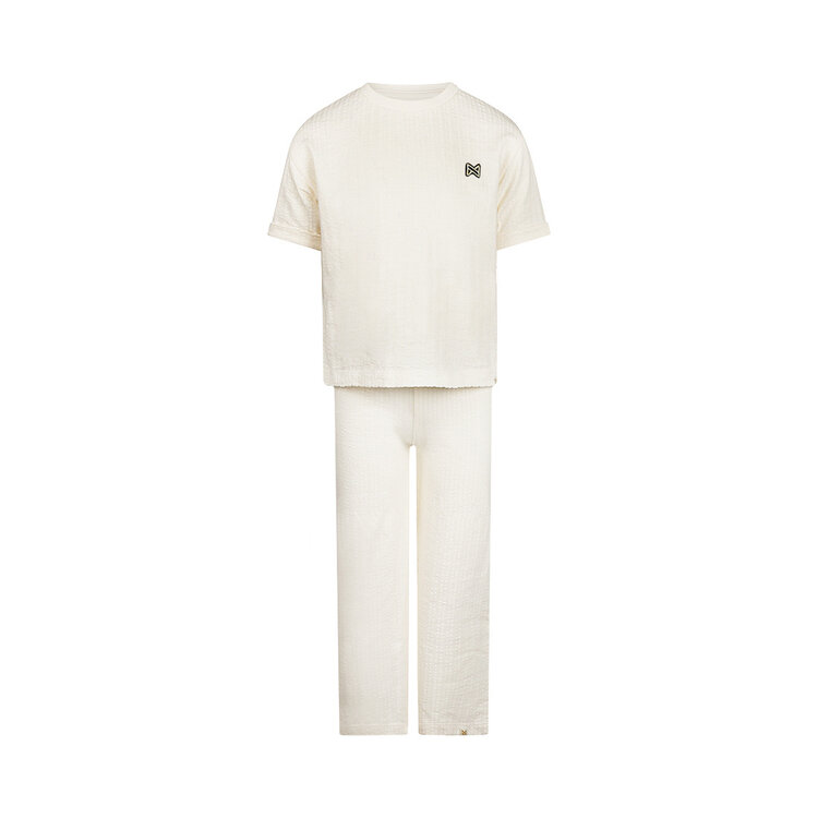 Koko Noko girls' co-ord set off-white shirt trousers cotton | N58990-37