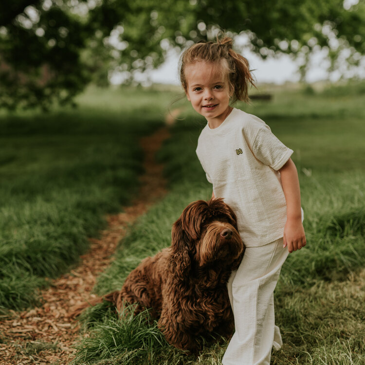 Koko Noko girls' co-ord set off-white shirt trousers cotton | N58990-37