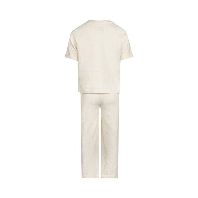 Koko Noko Mädchen-Set, cremefarbenes Shirt und Hose aus Baumwolle | N58990-37