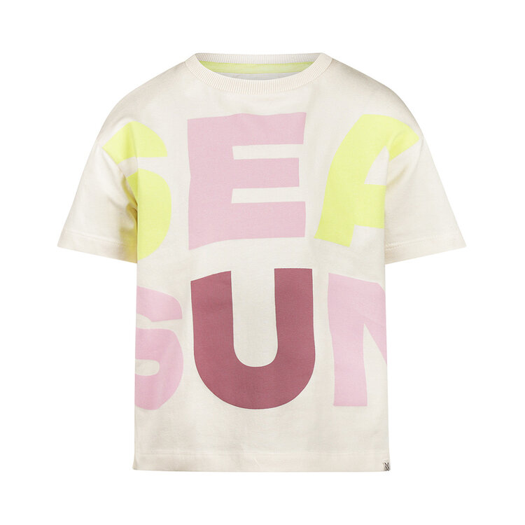 Koko Noko girls' T-shirt loose fit off-white neon yellow | N58991-37