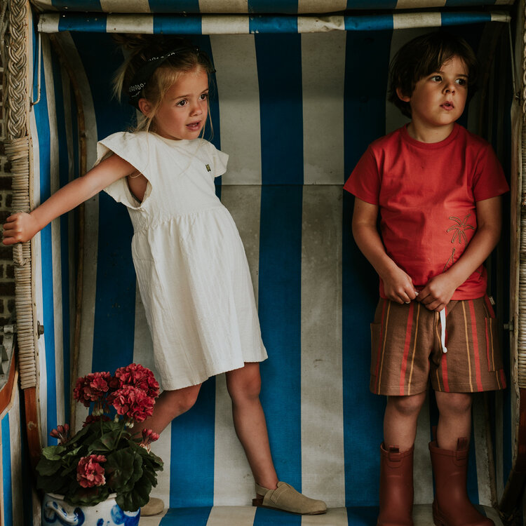 Koko Noko meisjes jurk off white mousseline | N58996-37