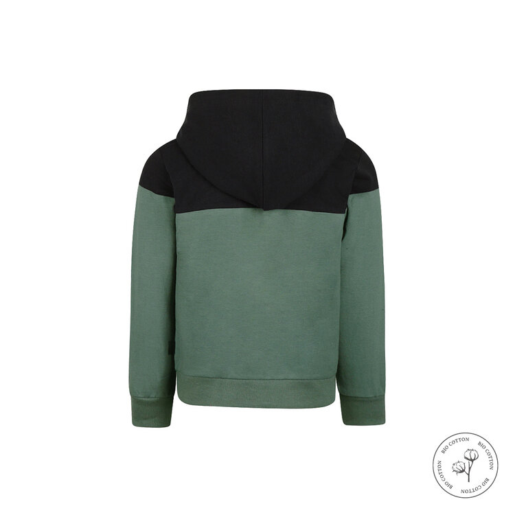 Koko Noko jongens vest met capuchon donkergroen bio cotton | WN1820