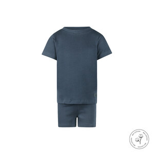 Koko Noko unisex waffle pyjamas navy shortama organic cotton