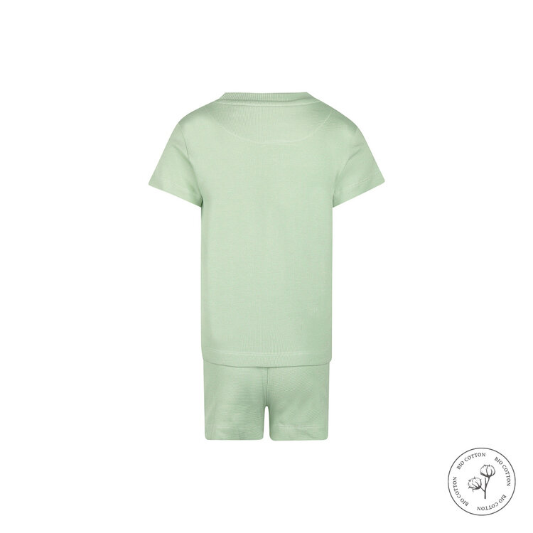 Koko Noko Unisex-Waffelpyjama hellgrün Shortama Bio-Baumwolle | WN1826