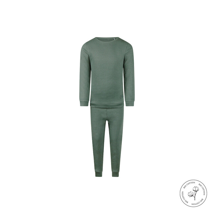 Koko Noko jongens wafel pyjama donkergroen bio cotton | WN1828