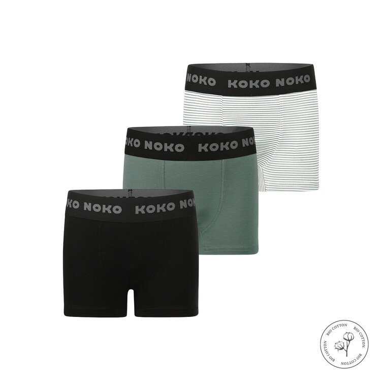 Koko Noko Jungen-Boxershorts-Set dunkelgrün Bio-Baumwolle | WN1829