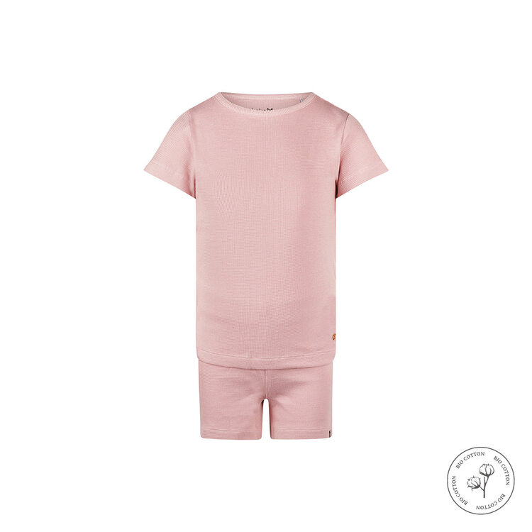 Koko Noko Mädchen-Waffelpyjama zartrosa Shortama Bio-Baumwolle | WN1900