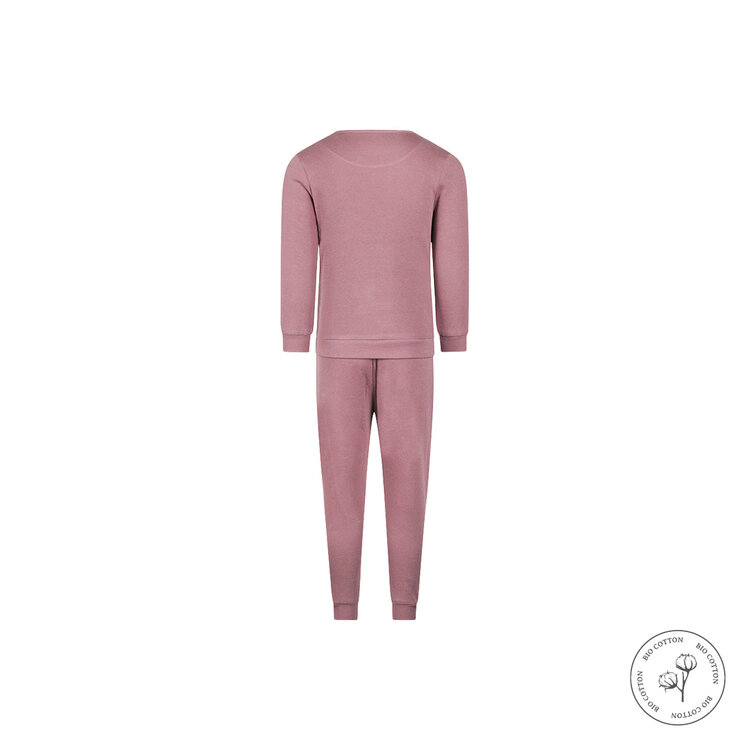 Koko Noko girls' waffle pyjamas, old pink, organic cotton | WN1902