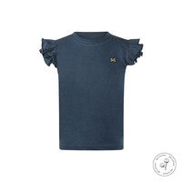 Koko Noko girls' T-shirt, navy, ruffles, organic cotton