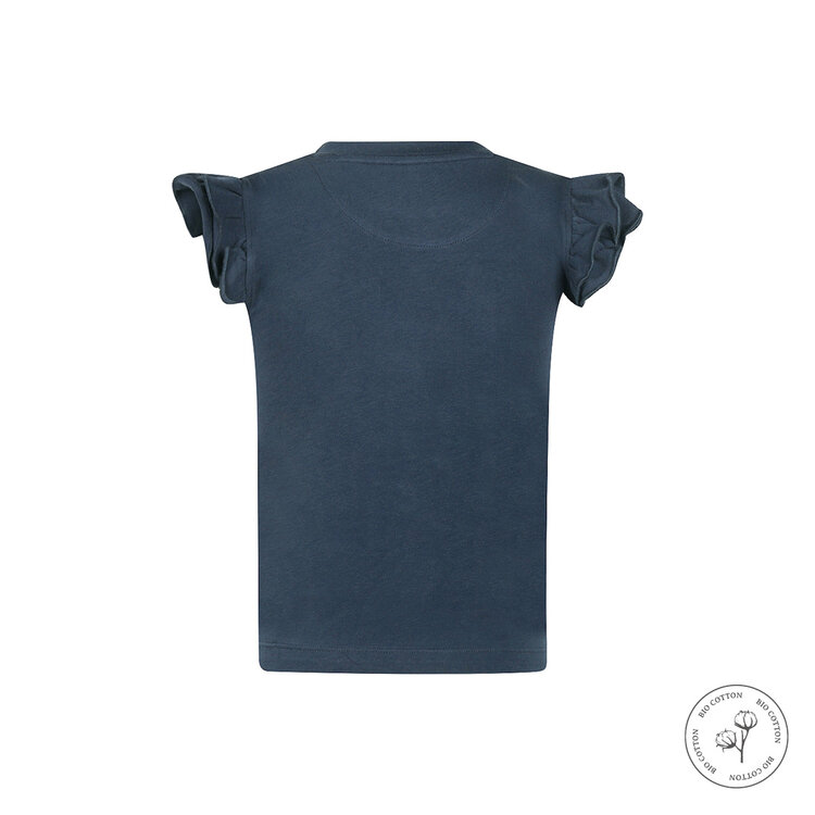 Koko Noko girls' T-shirt, navy, ruffles, organic cotton | WN1905