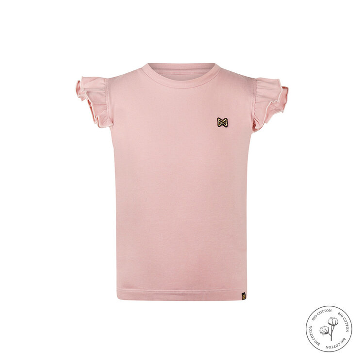 Koko Noko meisjes T-shirt zachtroze ruffles bio cotton | WN1906