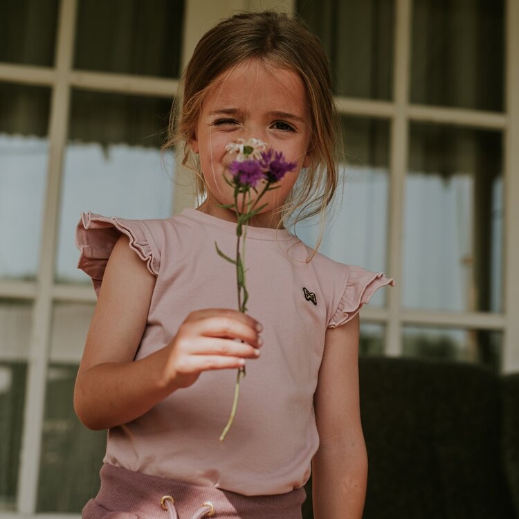 Koko Noko girls' T-shirt, soft pink, ruffles, organic cotton | WN1906