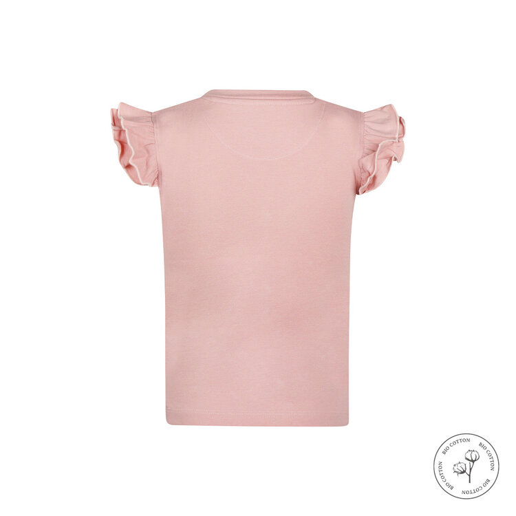 Koko Noko girls' T-shirt, soft pink, ruffles, organic cotton | WN1906