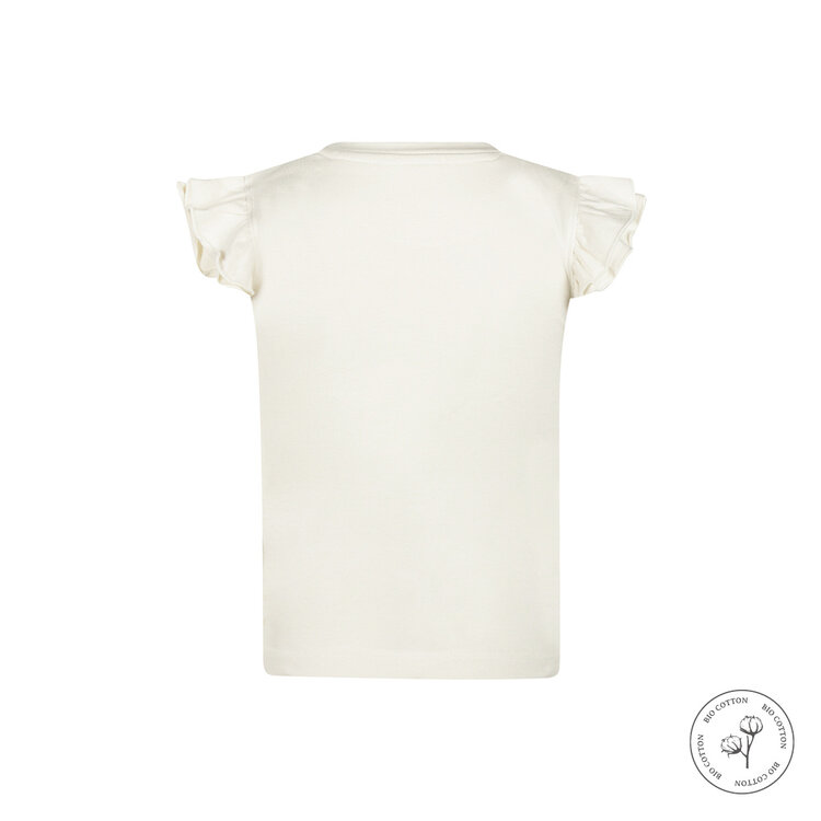 Koko Noko meisjes T-shirt off white ruffles bio cotton | WN1907
