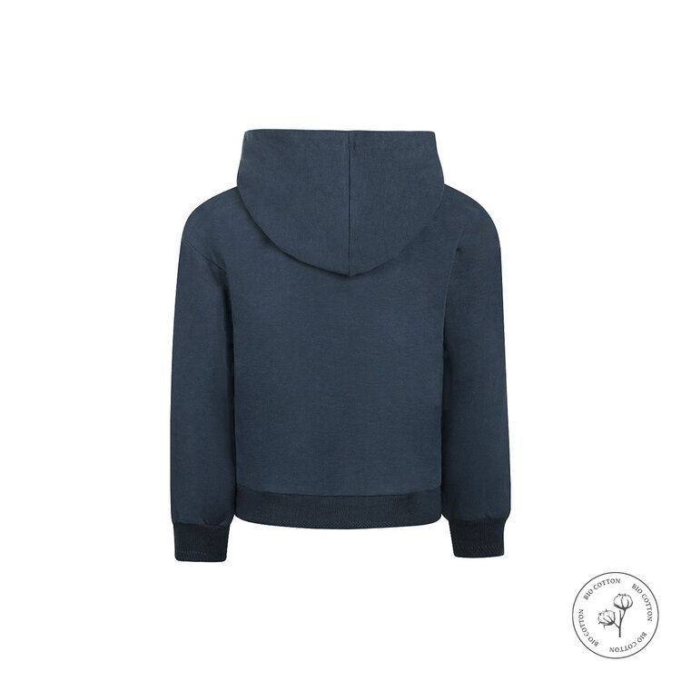 Koko Noko girls' dropped shoulder hoodie, navy, organic cotton | WN1911