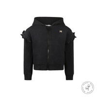 Koko Noko girls' hooded cardigan, black, organic cotton