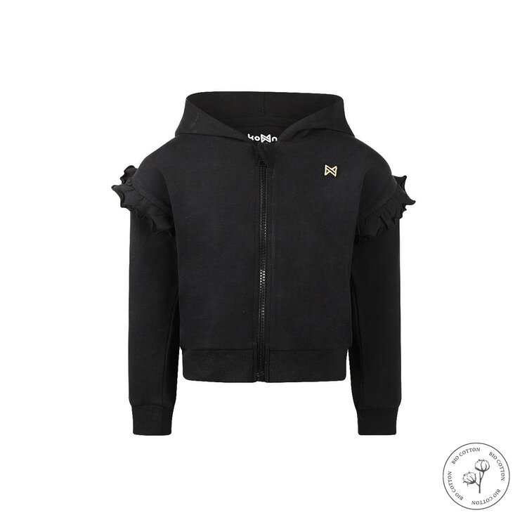 Koko Noko meisjes vest met capuchon zwart bio cotton | WN1913