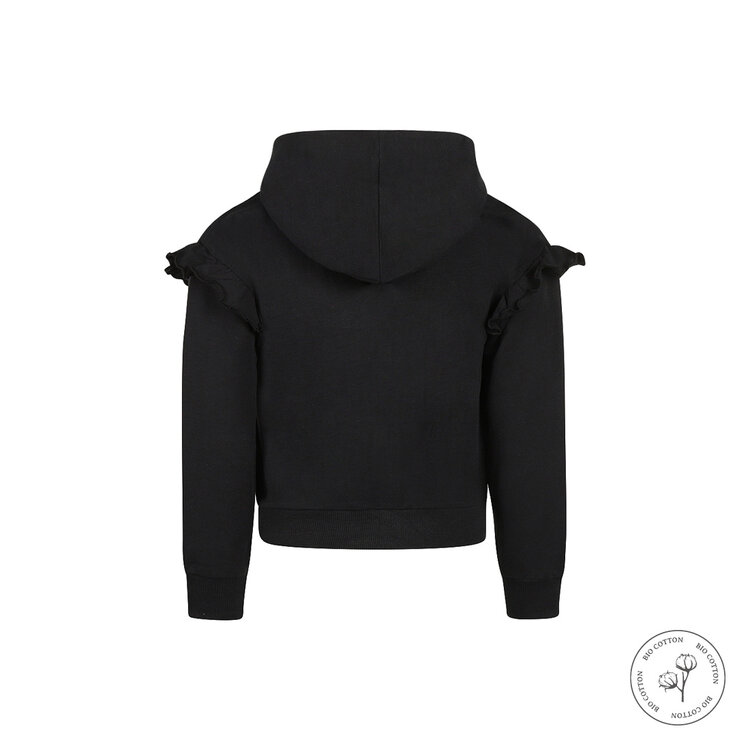 Koko Noko girls' hooded cardigan, black, organic cotton | WN1913