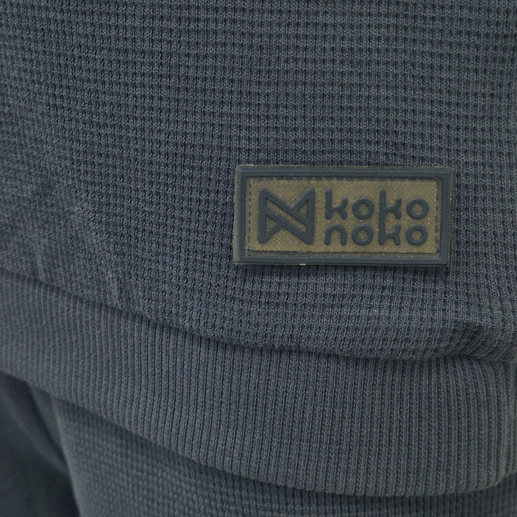 Koko Noko Unisex-Waffelpyjama marineblau Bio-Baumwolle | WN1827