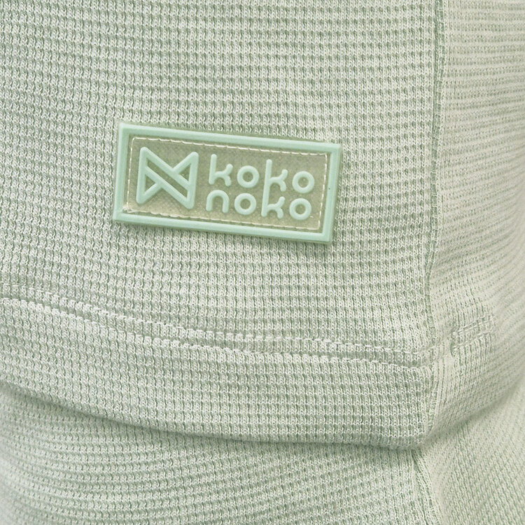 Koko Noko unisex waffle pyjamas soft green shortama organic cotton | WN1826