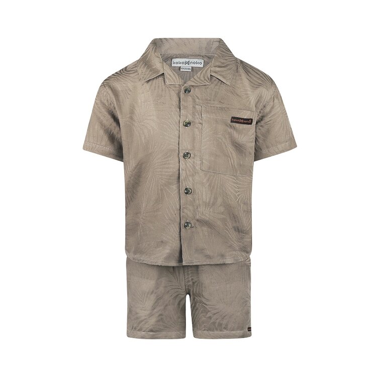 Koko Noko Jungen-Set in zartem Braun, Bluse und Shorts | N58826-37