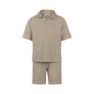Koko Noko boys' co-ord set sand polo shirt shorts striped