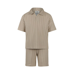 Koko Noko jongens co-ord set zand polo short gestreept