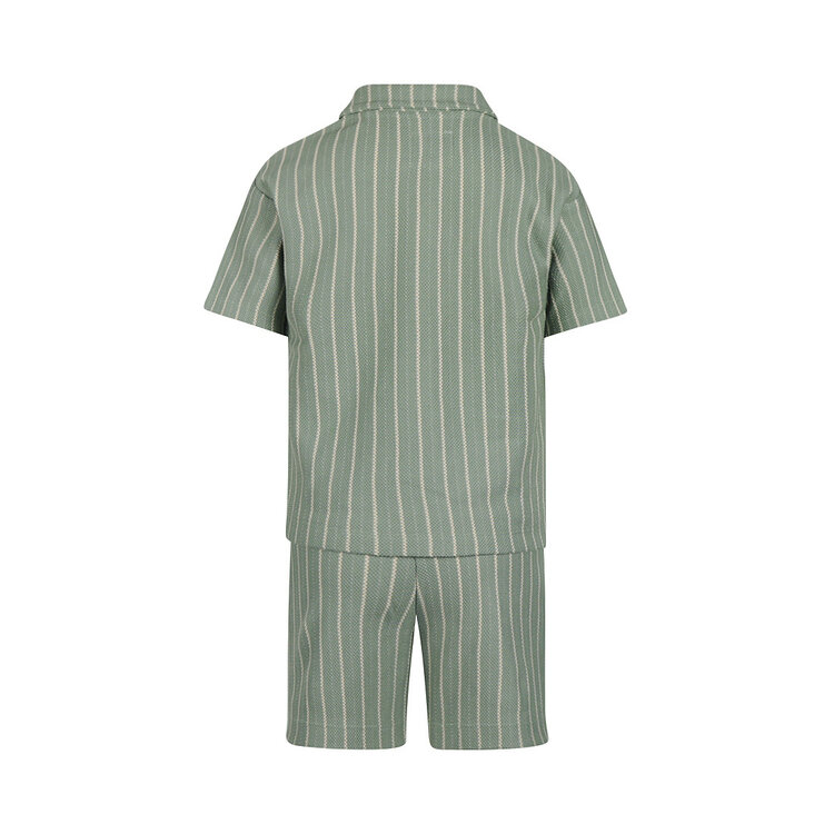 Koko Noko Jungen-Set salbeigrün Bluse Shorts gestreift | NX58837-37